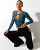 Immagine di Natta Top a maniche lunghe in blu ottico a pois