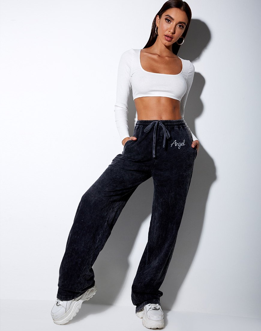 Nattan Jogger in lavaggio nero con stampa "Angel".