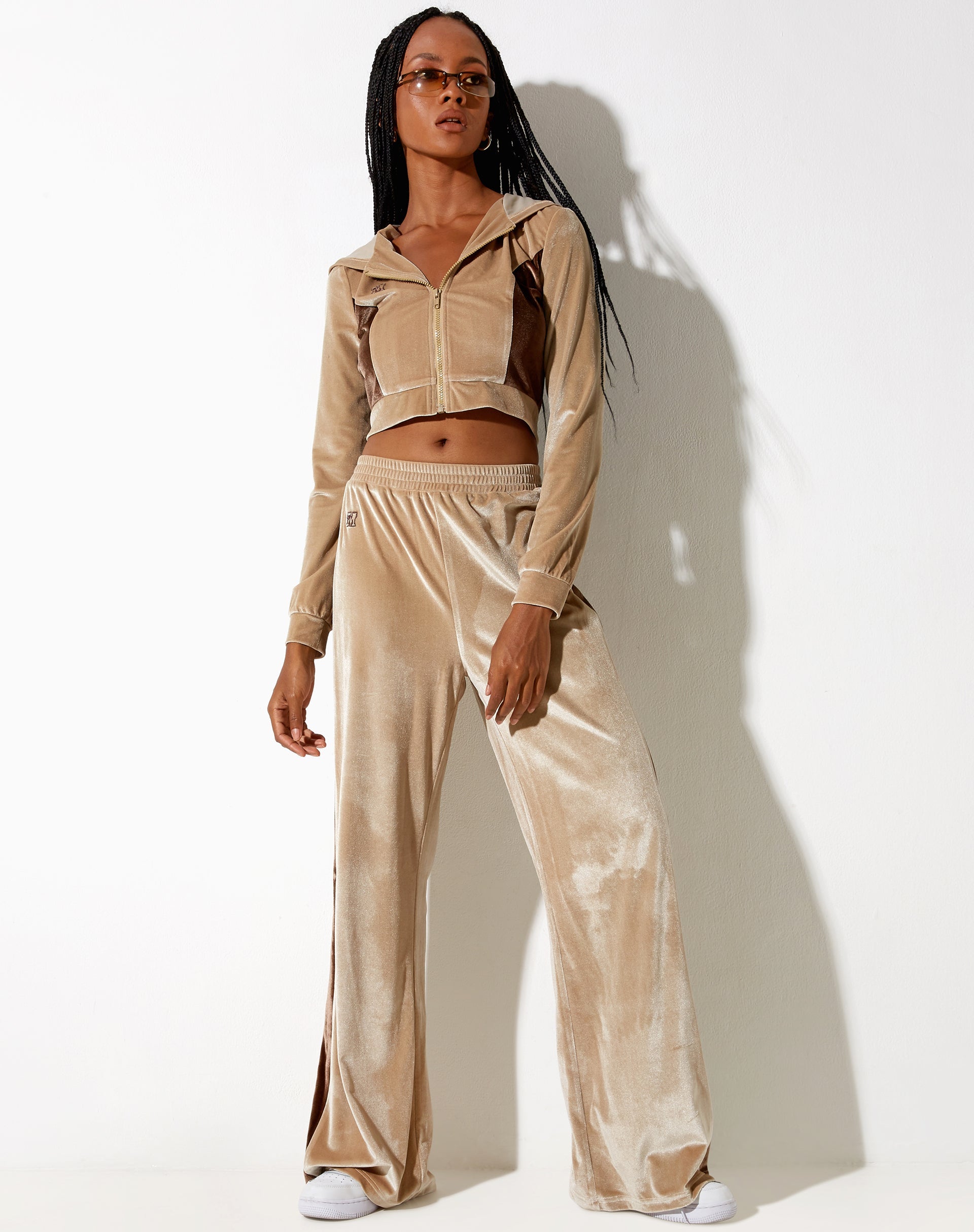 Immagine di Bintan Pantalone a gamba larga in Velour Champagne