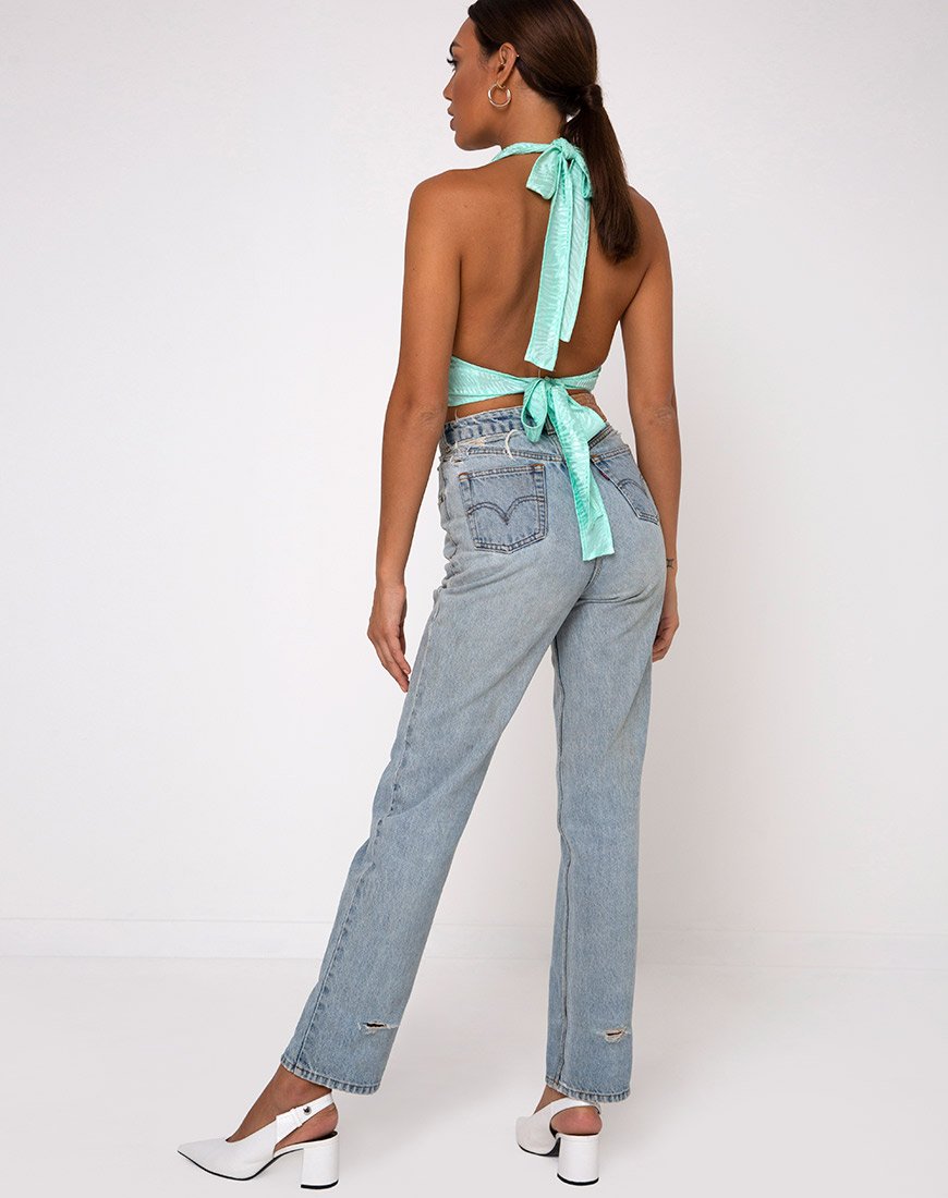 Immagine di Naya Crop Top in satin Zebra Aquamarine