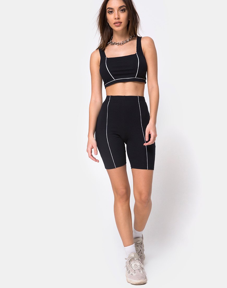Immagine di Neho Cycle Short in nero con linea Piping