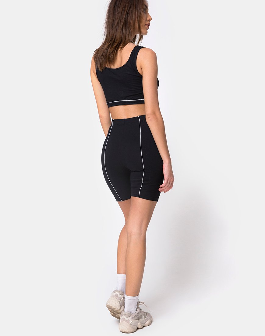Immagine di Neho Cycle Short in nero con linea Piping