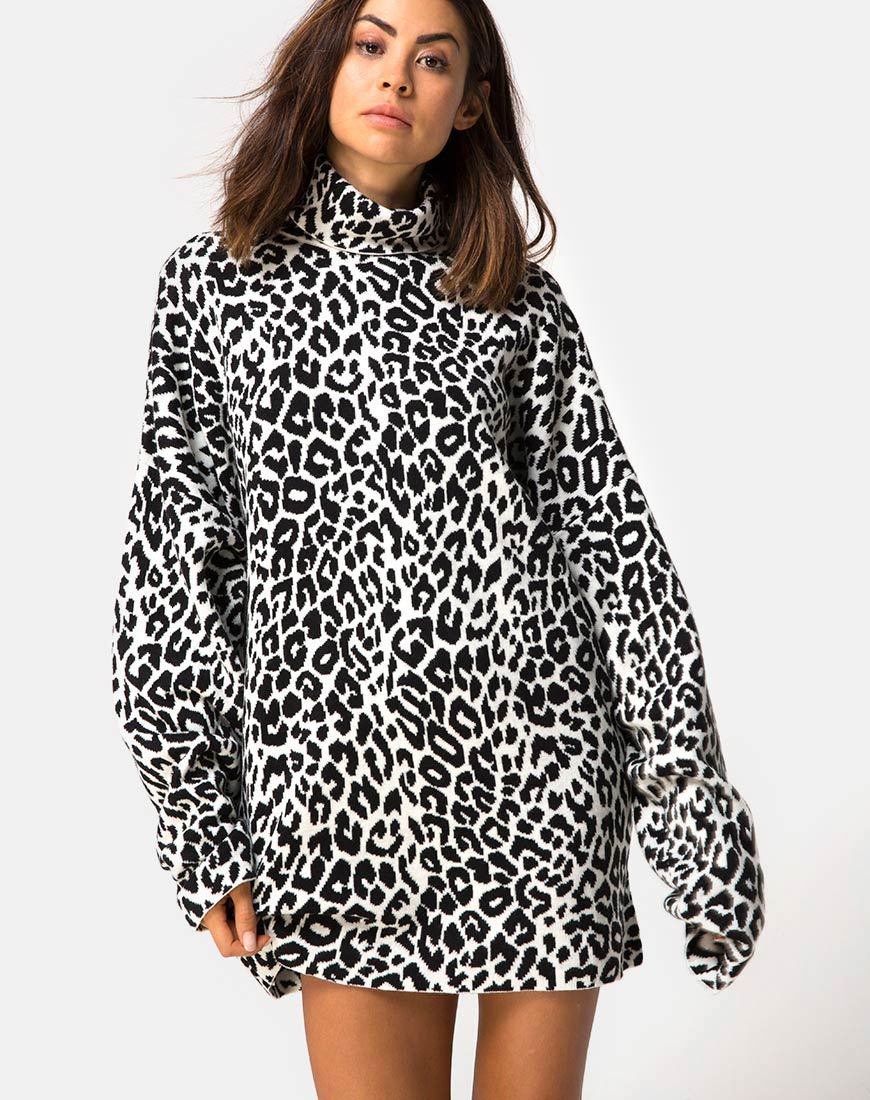 Maglia a collo alto Neivie in maglia animalier