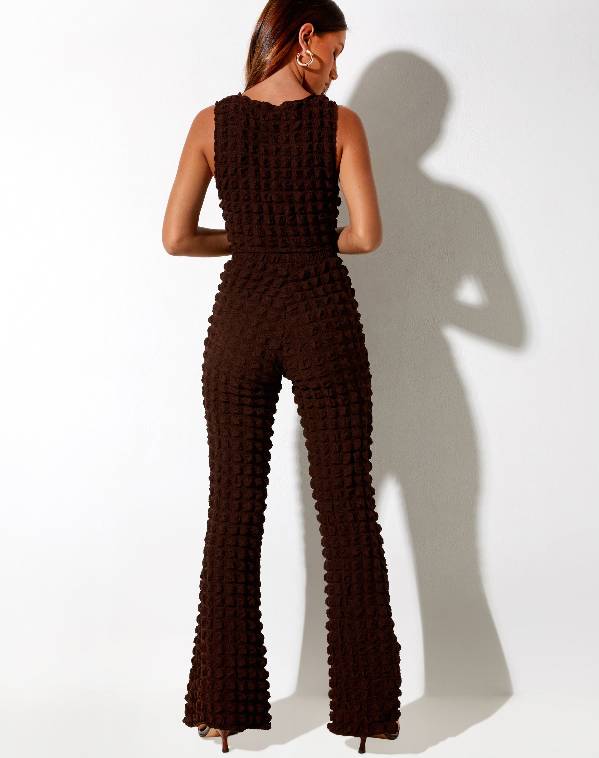 Immagine di Neno Crop Top in Bubble Jersey Marrone