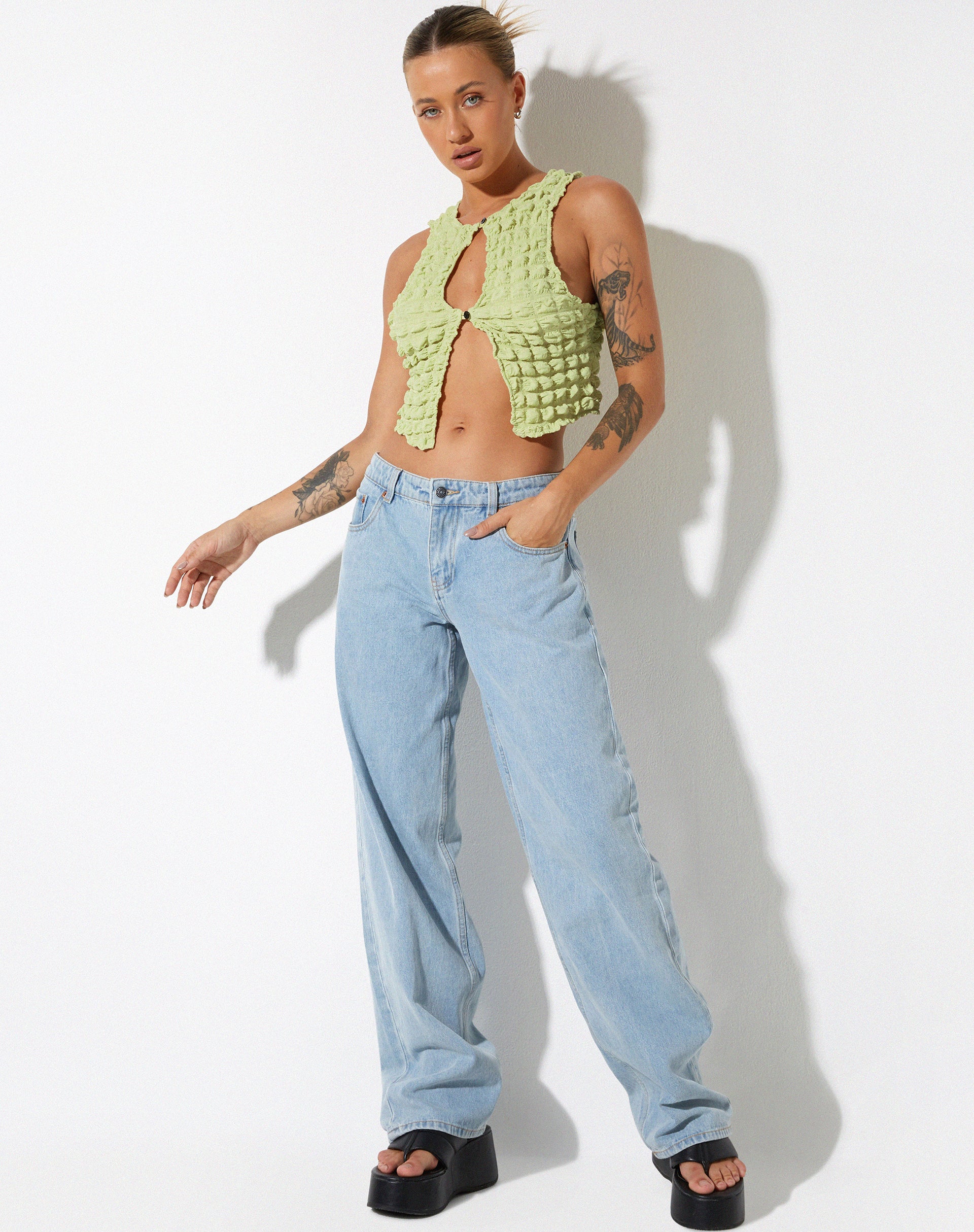 immagine di Neno Crop Top in maglia Big Bubble Pastel Lime