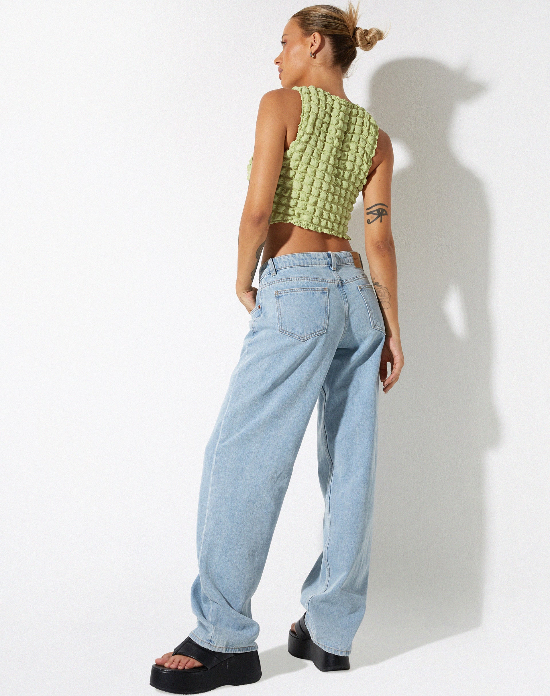 immagine di Neno Crop Top in maglia Big Bubble Pastel Lime