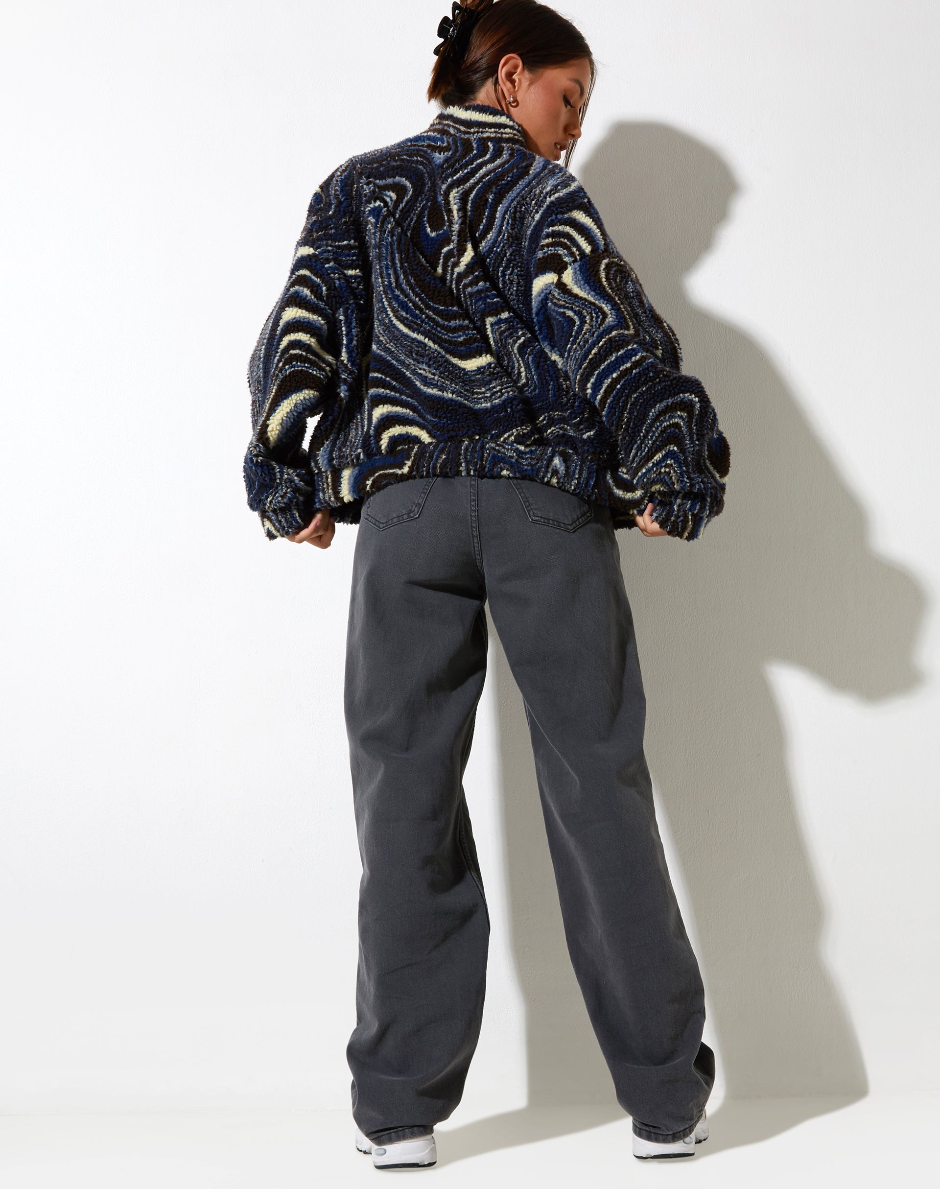 Giacca Nereo in Ripple Blue, nero e avorio
