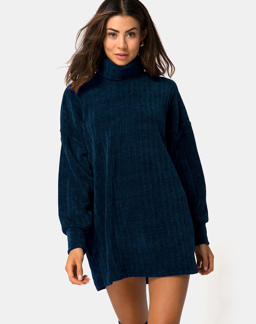 Neve - Vestito a maglione oversize in ciniglia blu