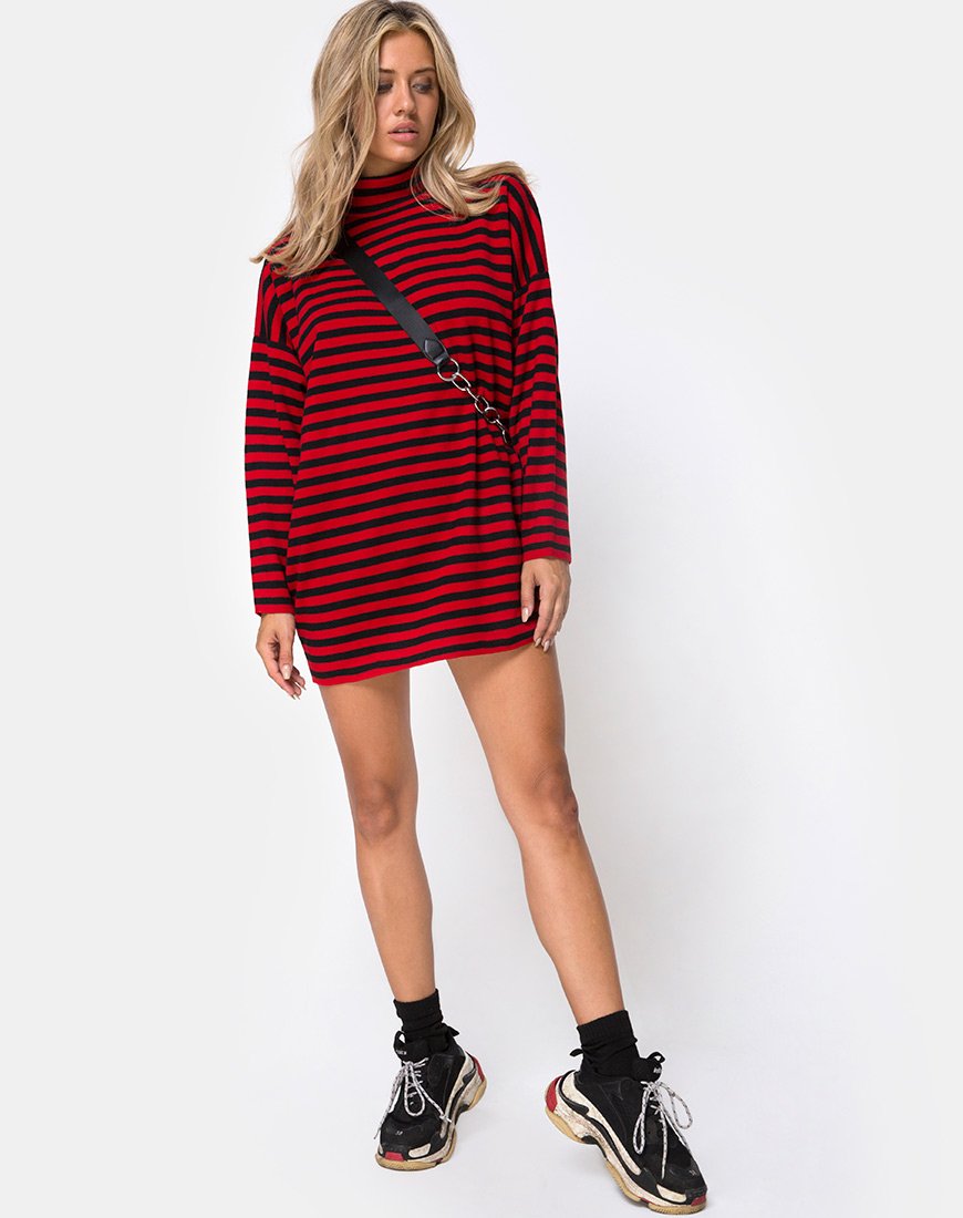 Immagine di Neivie Maglione a righe orizzontali nero / rosso