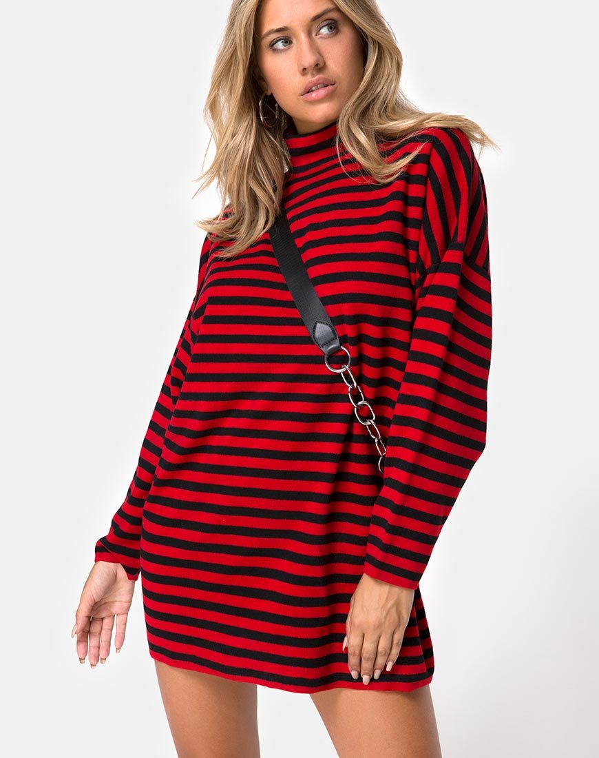 Immagine di Neivie Maglione a righe orizzontali nero / rosso