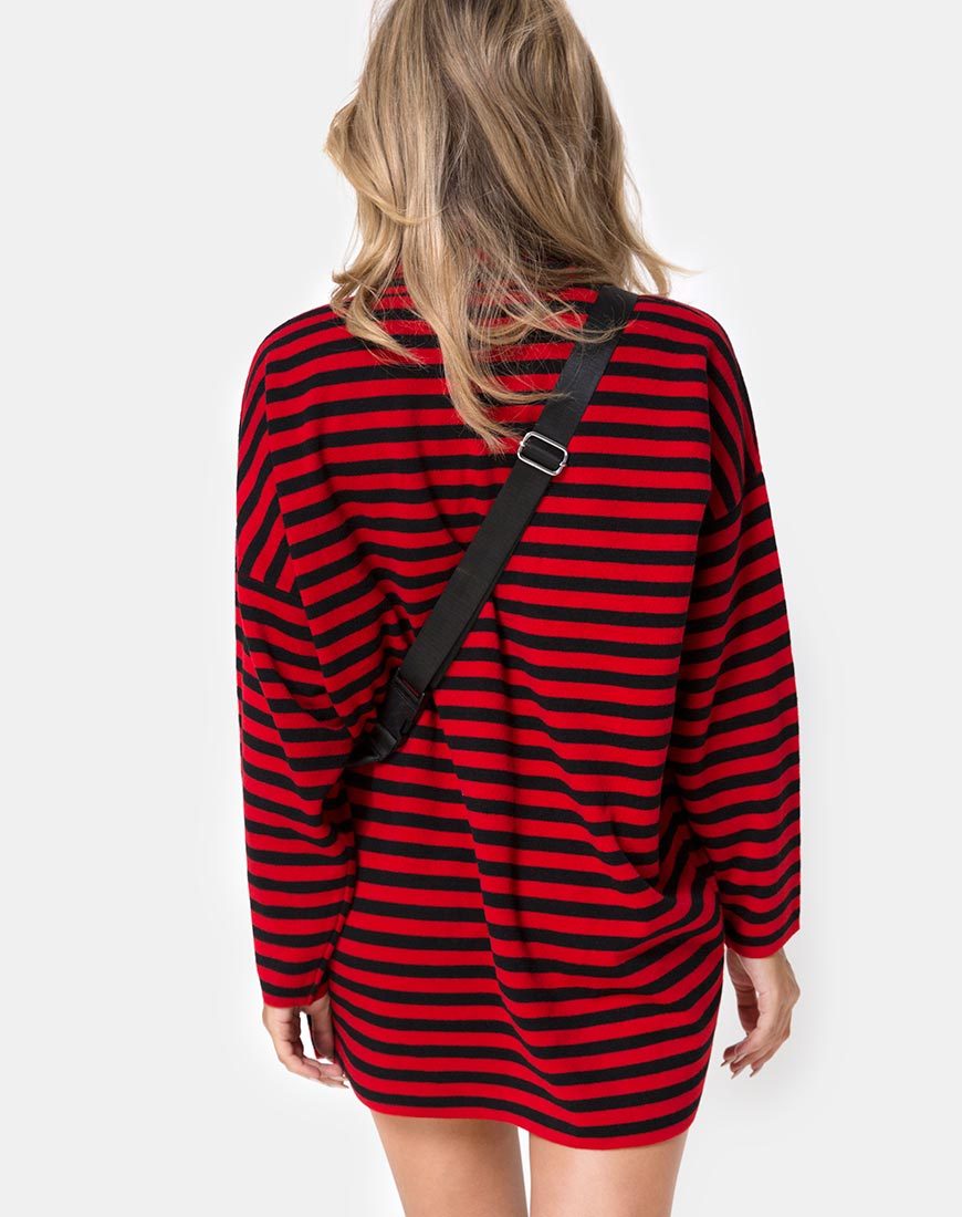 Immagine di Neivie Maglione a righe orizzontali nero / rosso