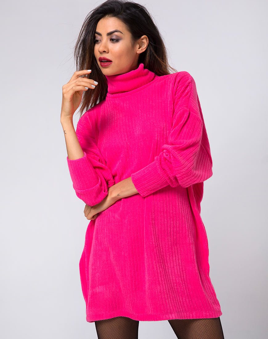 Maglia oversize Neve in maglia a coste rosa