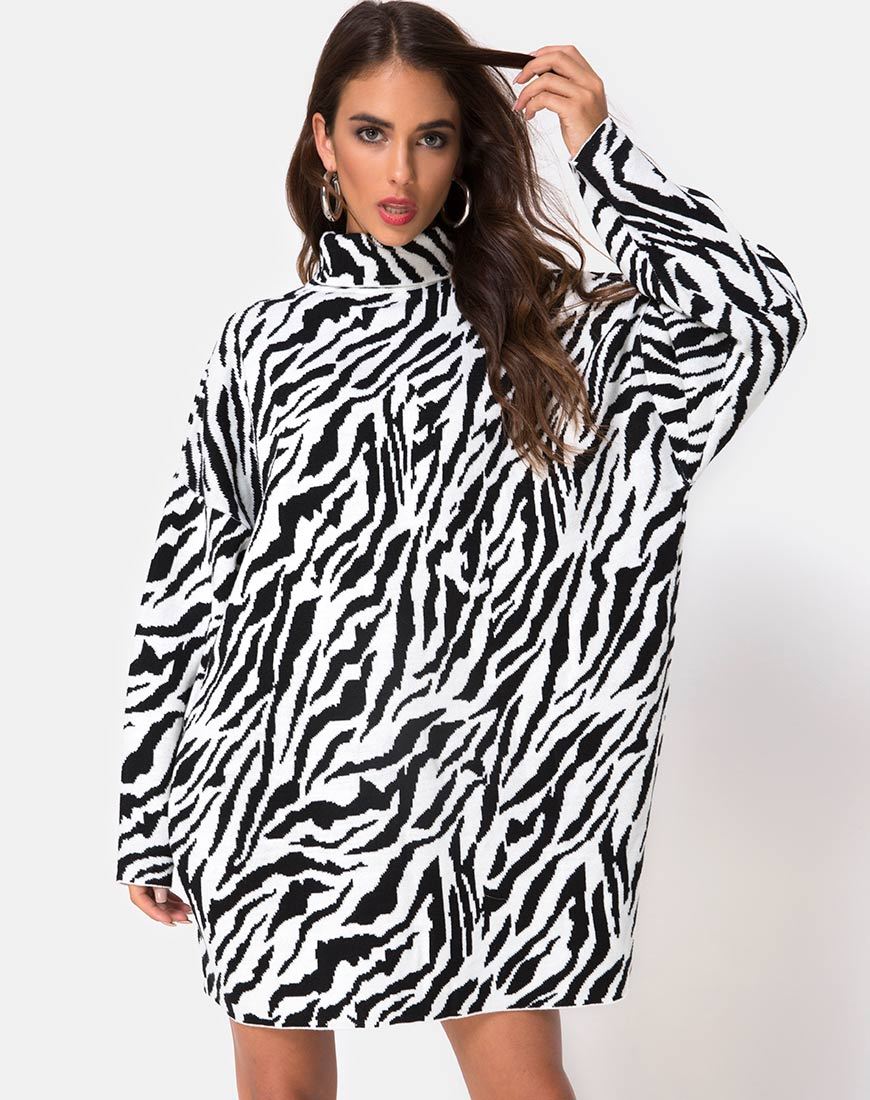 Immagine di Neivie Abito a maglione in Zebra B/N
