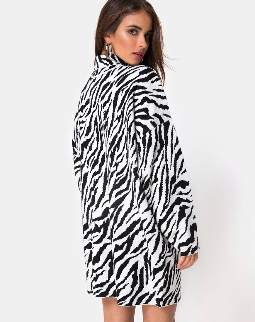 Immagine di Neivie Abito a maglione in Zebra B/N