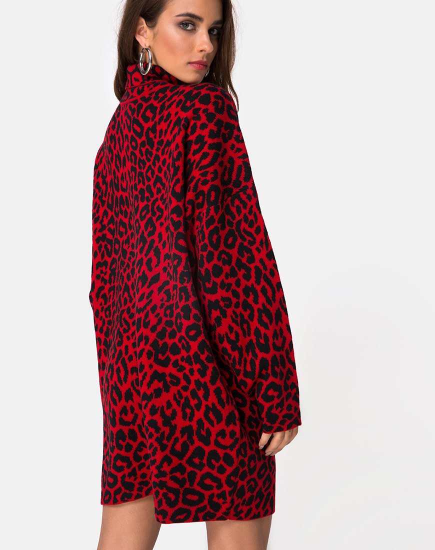Immagine di Neivie Abito in maglia animalier Rosso