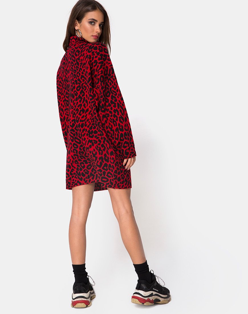 Immagine di Neivie Abito in maglia animalier Rosso