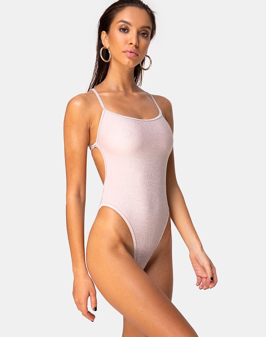 Costume da bagno Nicole in rosa glitterato