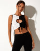 Immagine di Nida Crop Top in Crepe Bianco e Nero