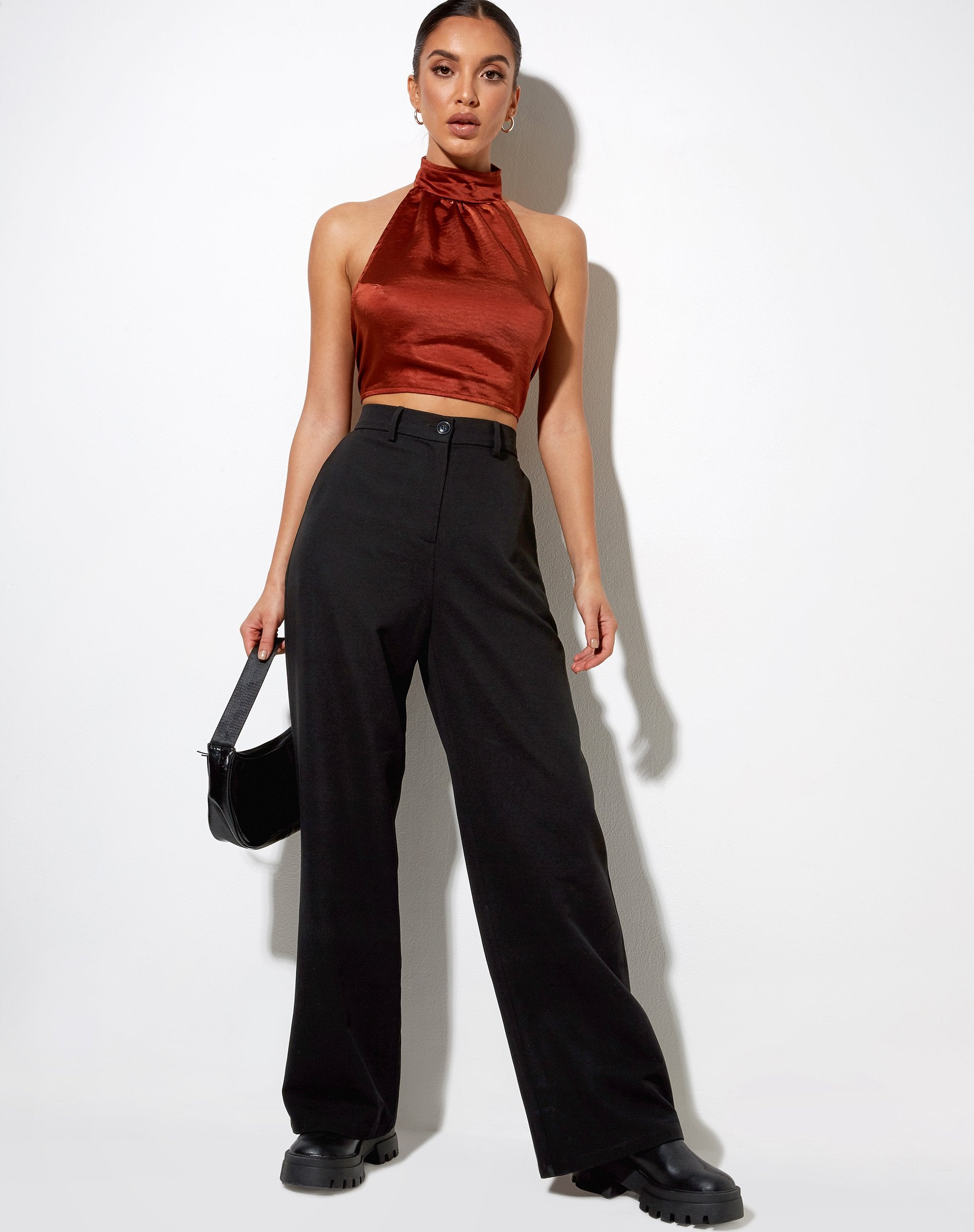 Immagine di Noela Crop Top in raso mattone