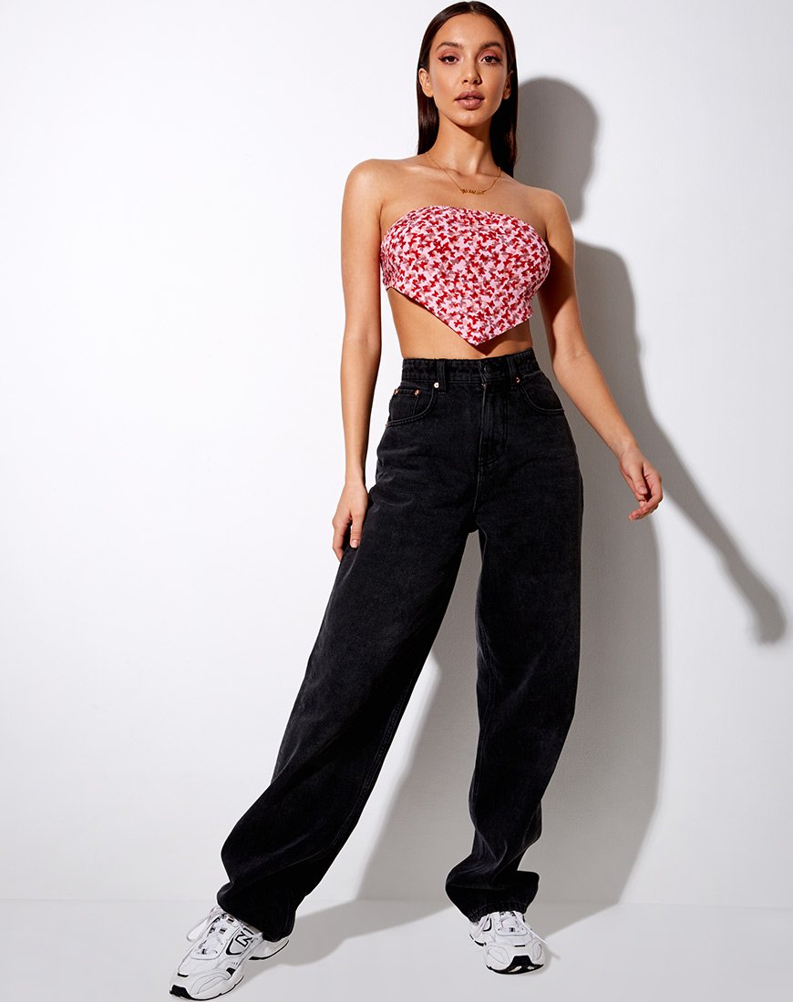 Immagine di Nolda Top in Ditsy Butterfly Pesca e Rosso