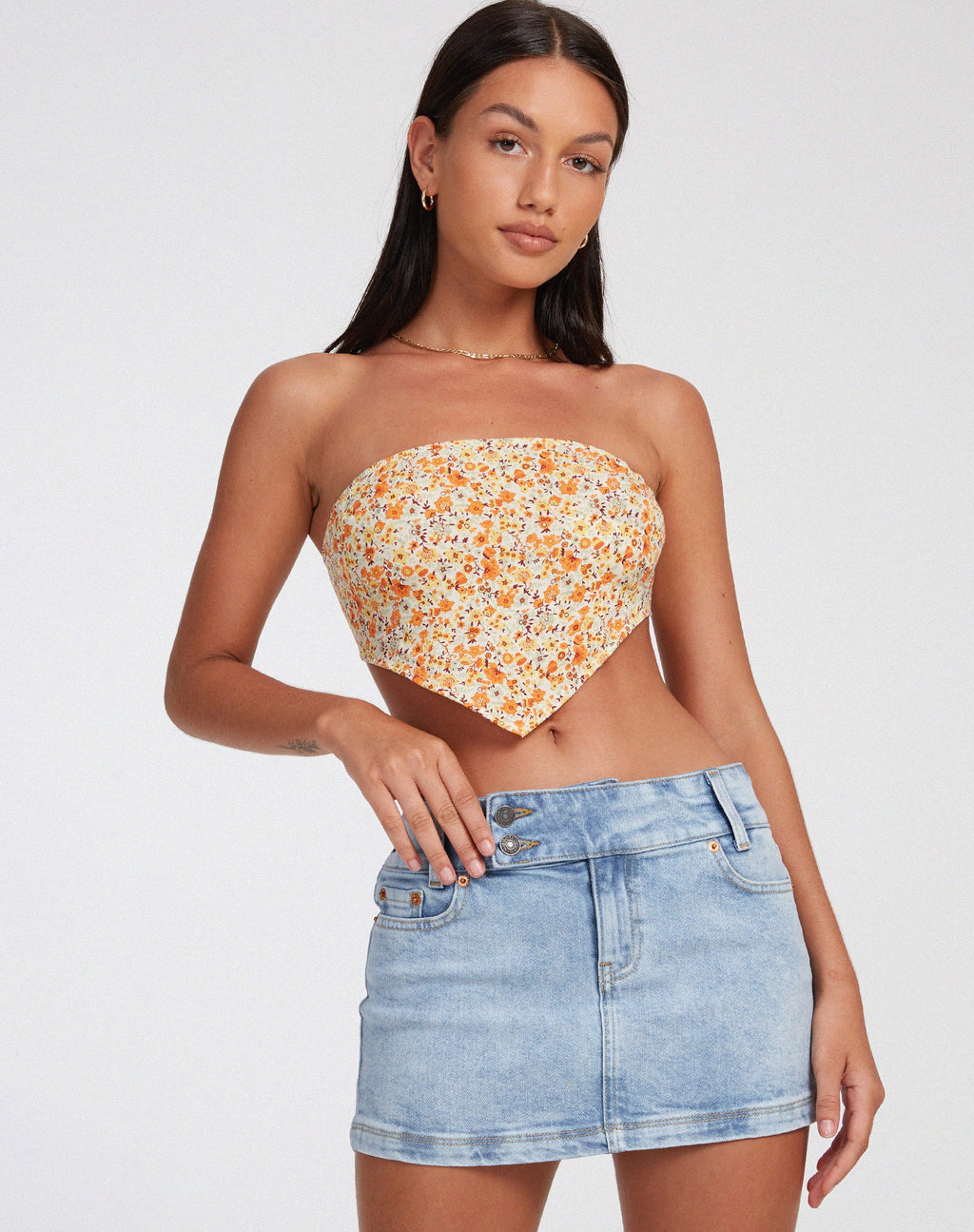 Crop Top Nolda in Ditsy Tangerine
