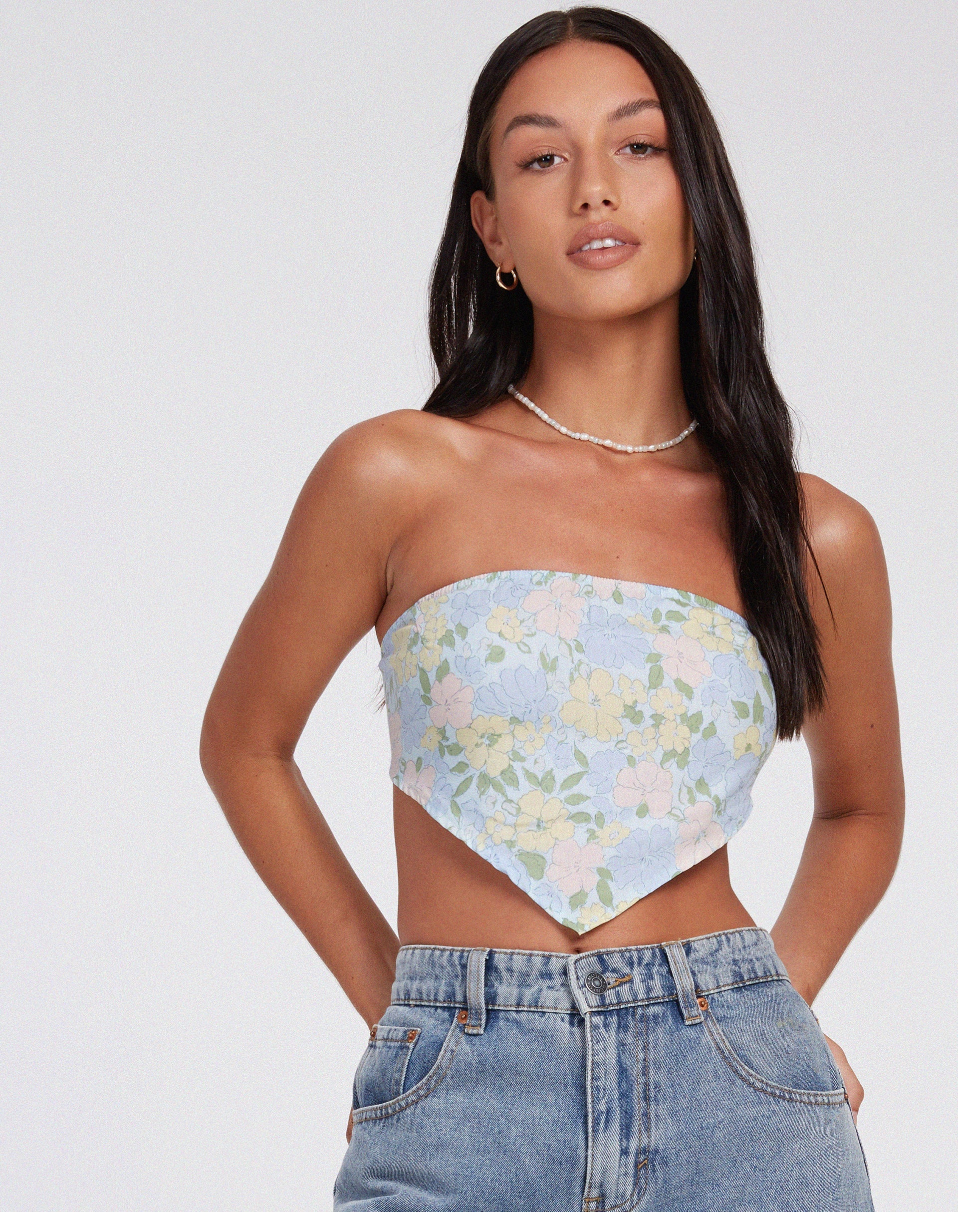 immagine di Nolda Crop Top in Washed Out Pastel Floral