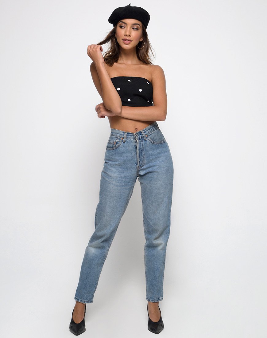 Immagine di Nolia Tube Top in bianco e nero Polkadot
