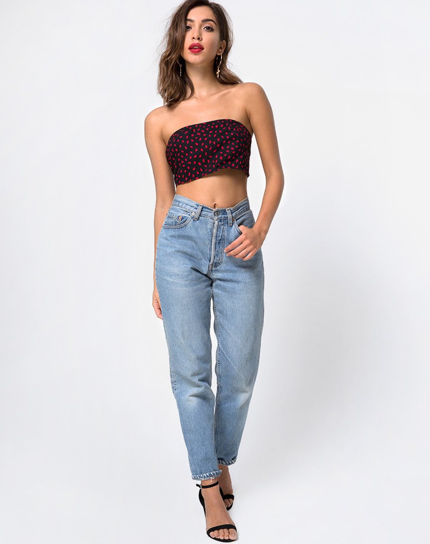 Immagine di Nolia Tube Top in Mini Diana Dot Nero e Rosso