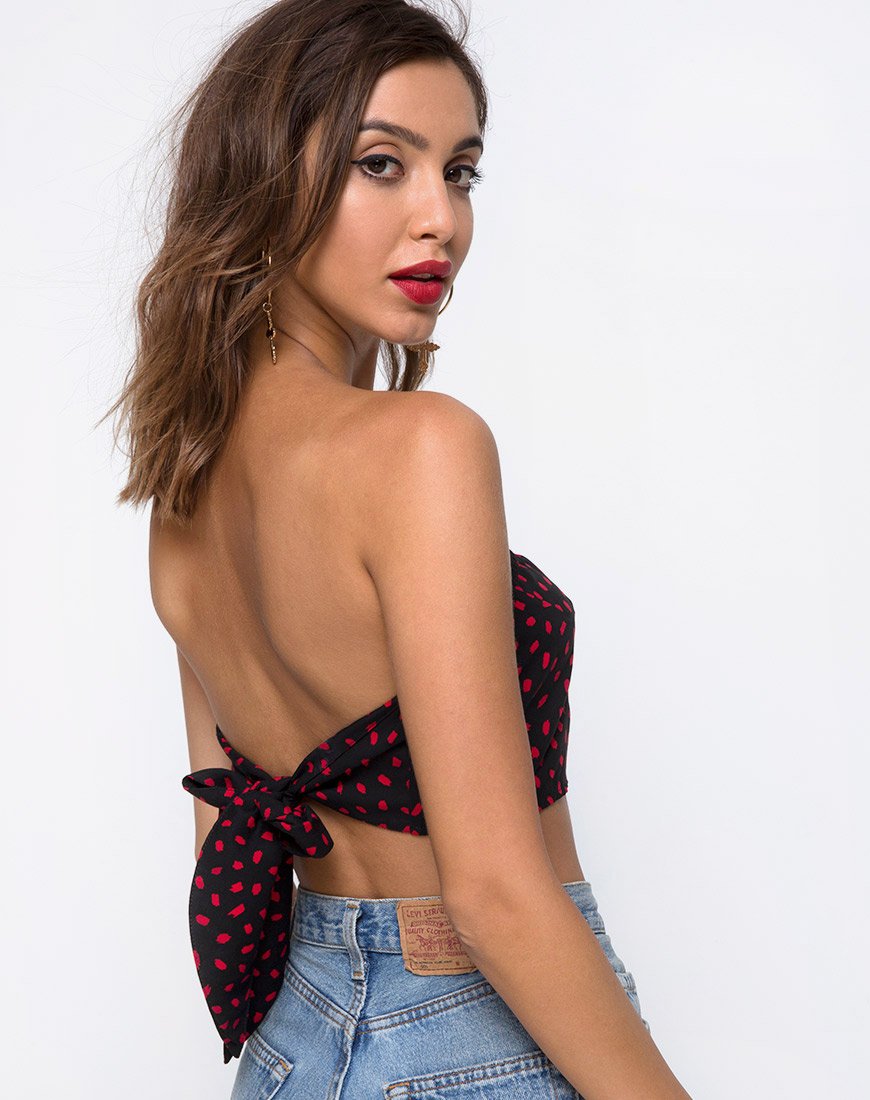Immagine di Nolia Tube Top in Mini Diana Dot Nero e Rosso