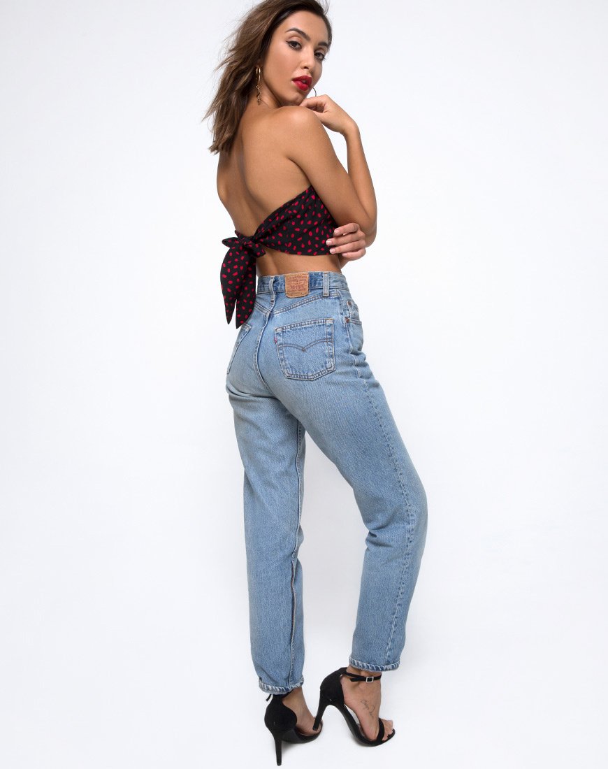 Immagine di Nolia Tube Top in Mini Diana Dot Nero e Rosso