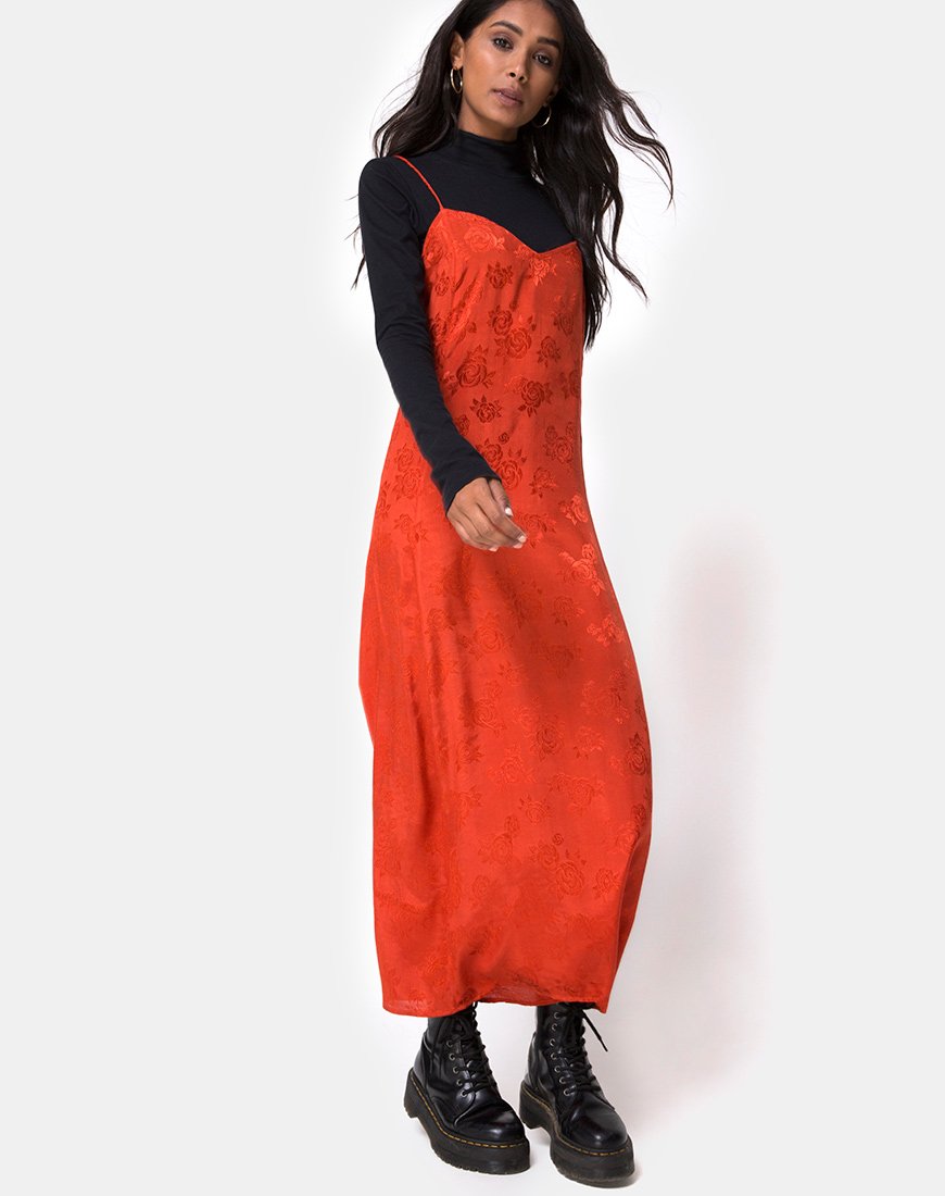 Immagine di Nolity Midi Dress in raso rosa ruggine