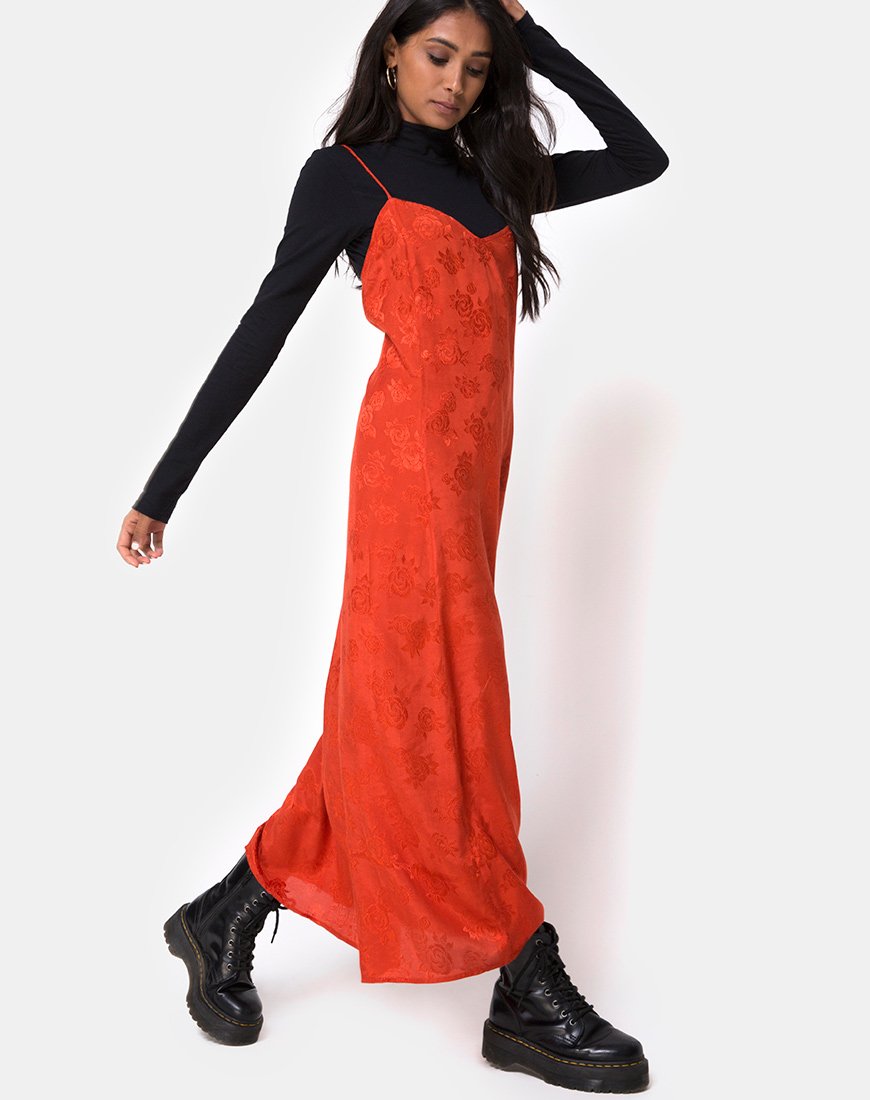 Nolity - Vestito midi in raso rosa ruggine
