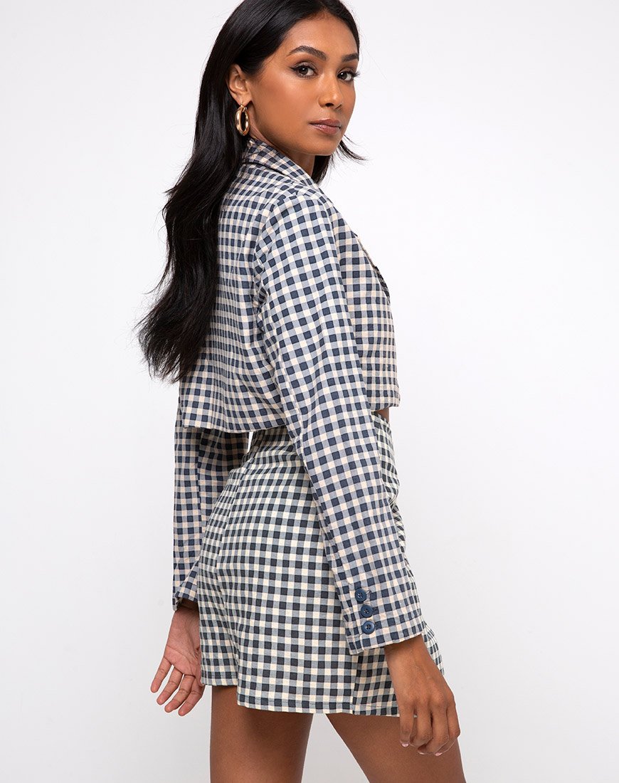 Immagine di Noly Cropped Blazer in Gingham Crema