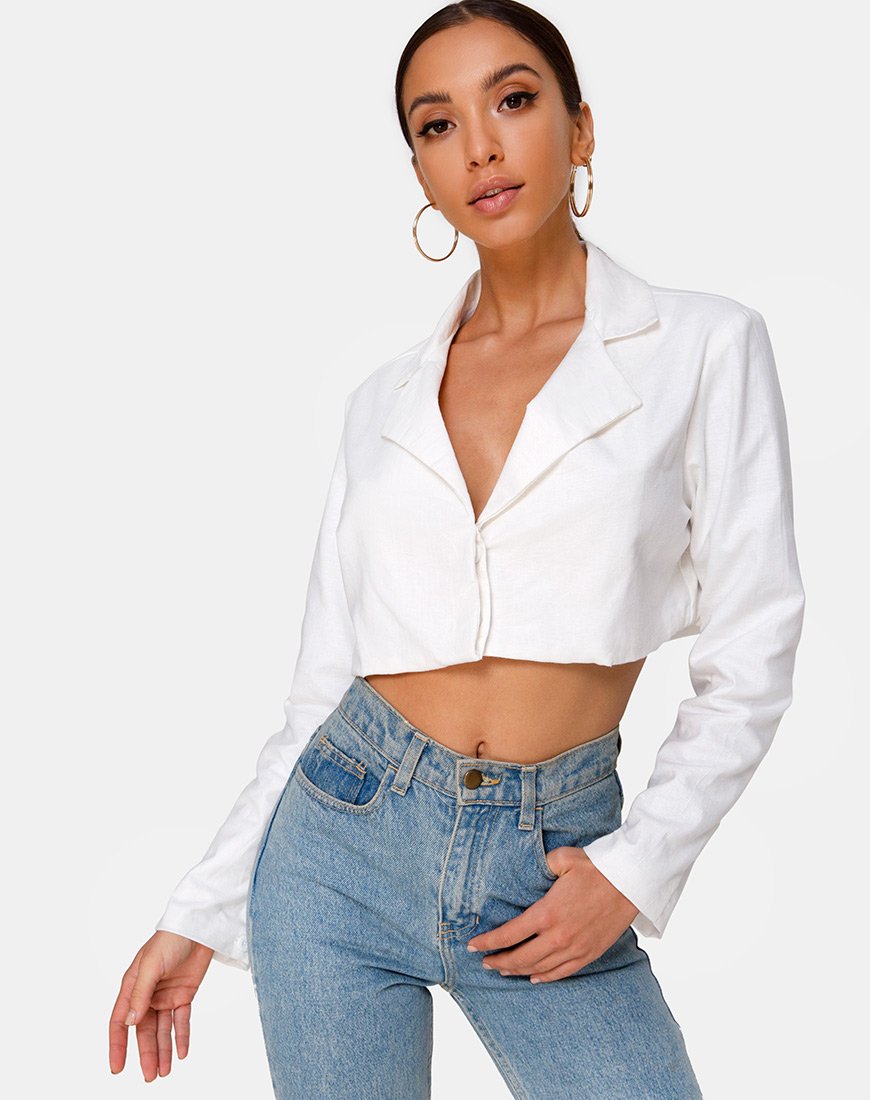 Noly - Blazer cropped in avorio