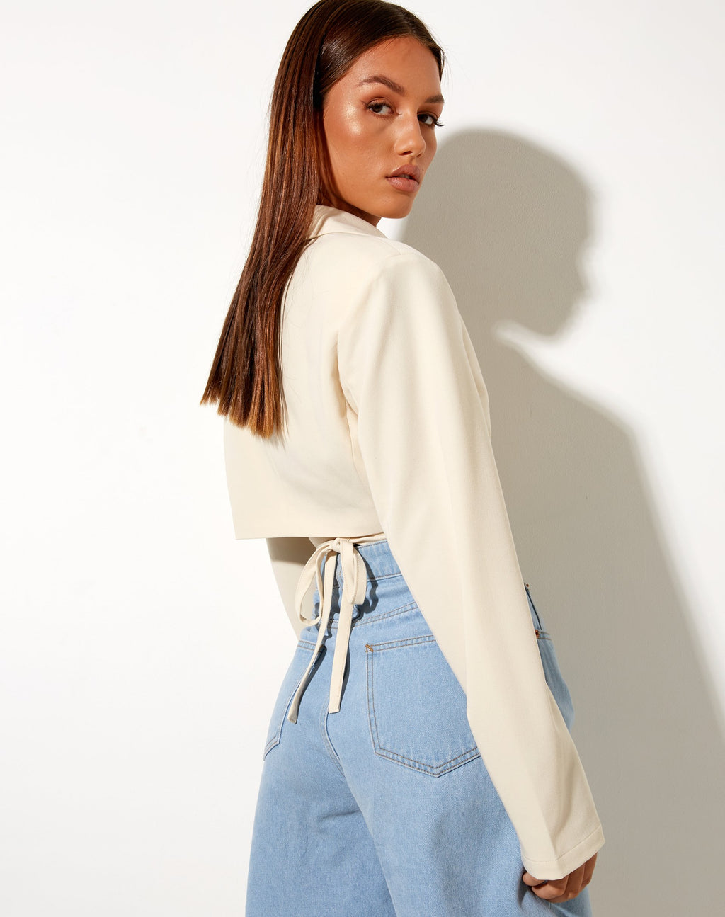 Notus - Blazer cropped in crema sartoriale