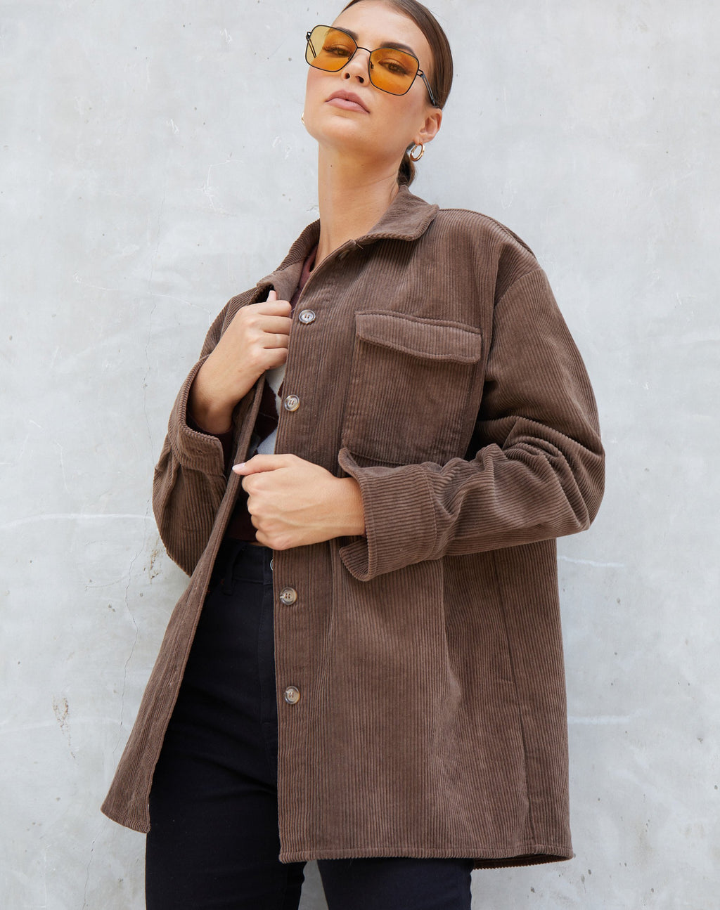 Camicia Marcy in velluto a coste marrone