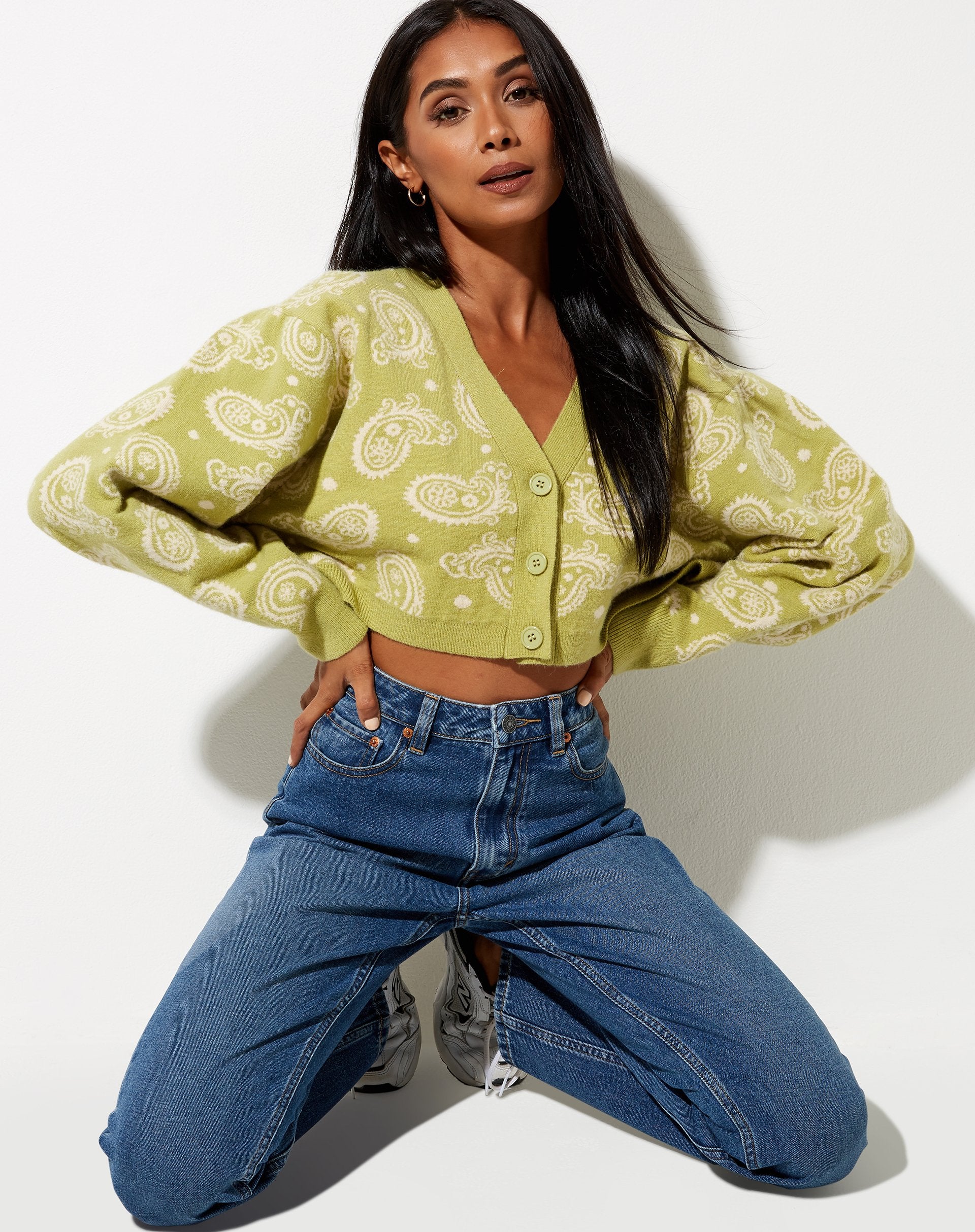 Immagine di Olina Cropped Cardi in maglia persiana Night Sage