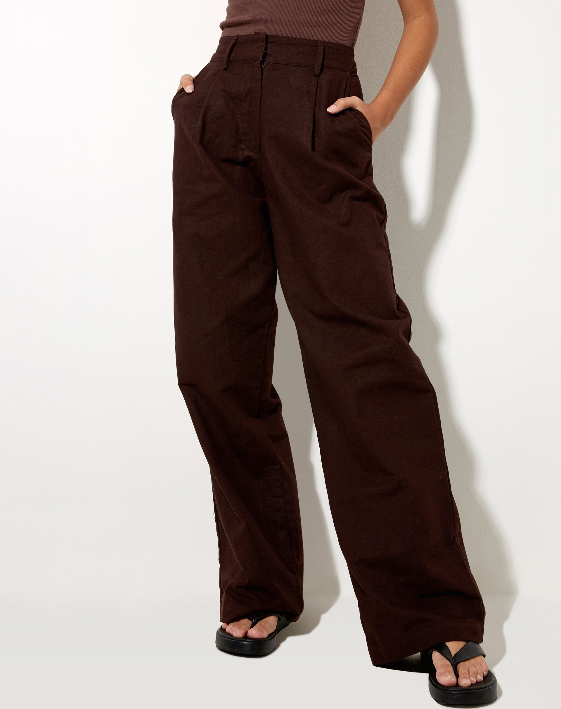 Immagine di Onfal Pantaloni a gamba larga in Rami Cioccolato amaro
