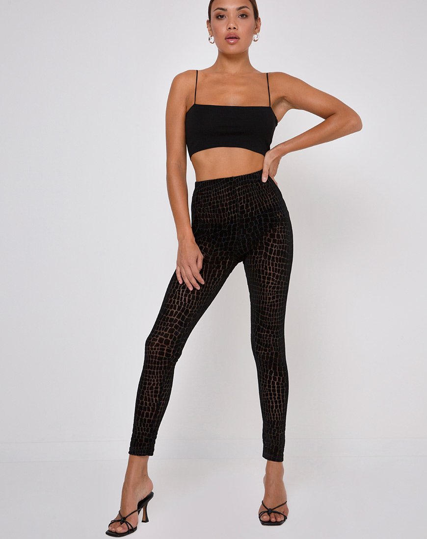 Leggings Oria in coccodrillo nero