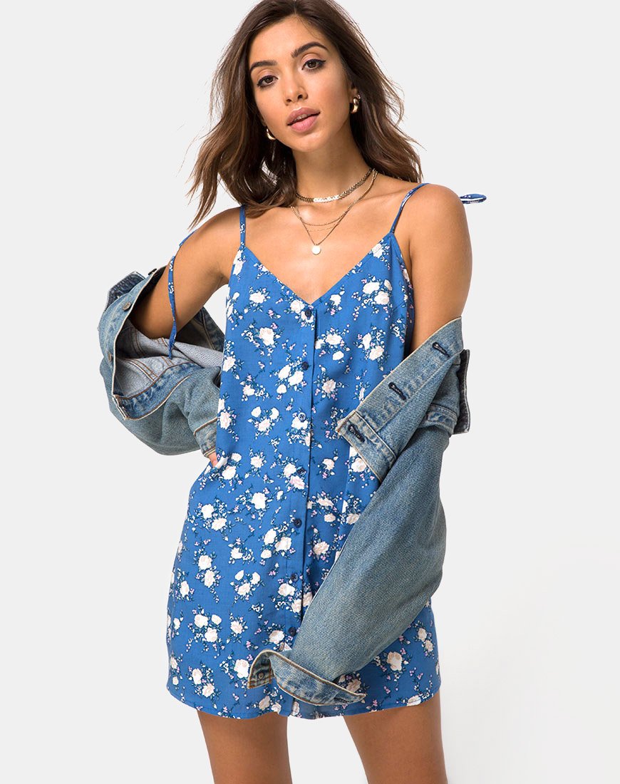Osla Slip Dress in Soheila Floral Blu
