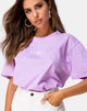 Immagine della t-shirt basic oversize in lilla con ricamo a forma di angelo