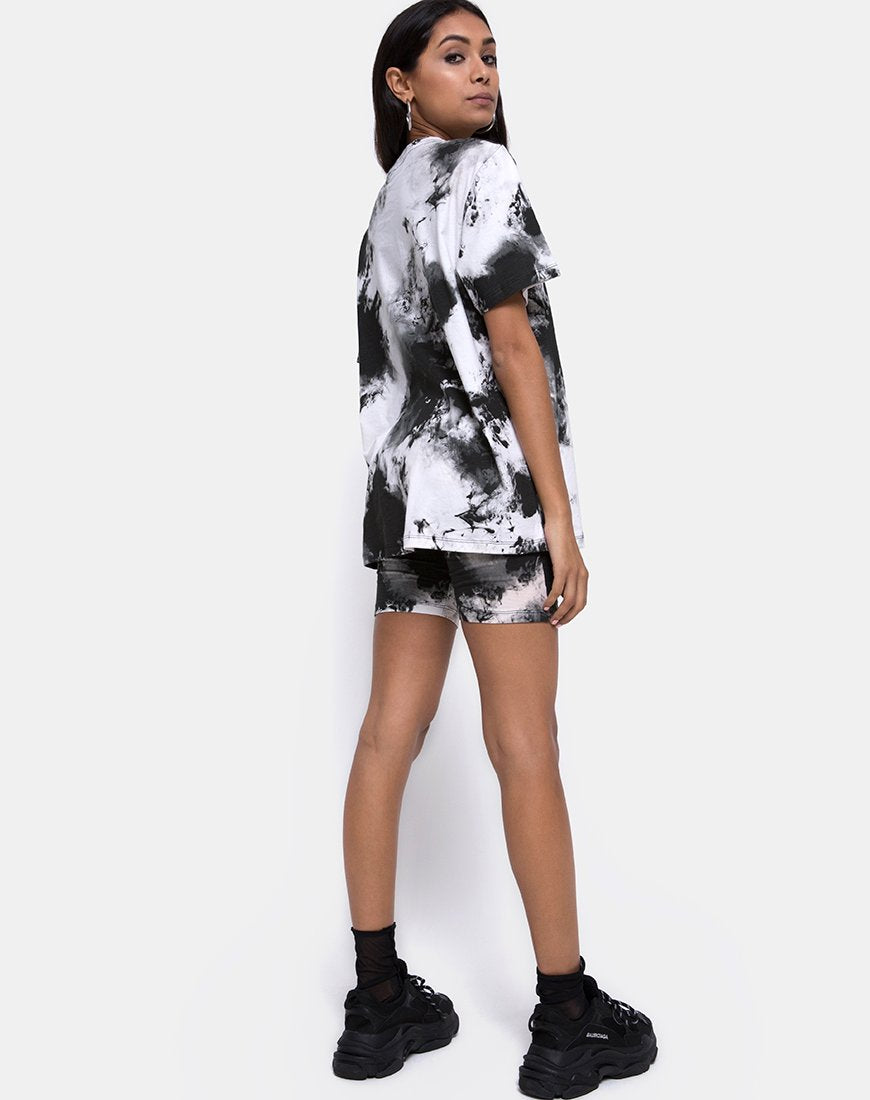 Immagine della t-shirt oversize basic in mono tie dye bianco e nero