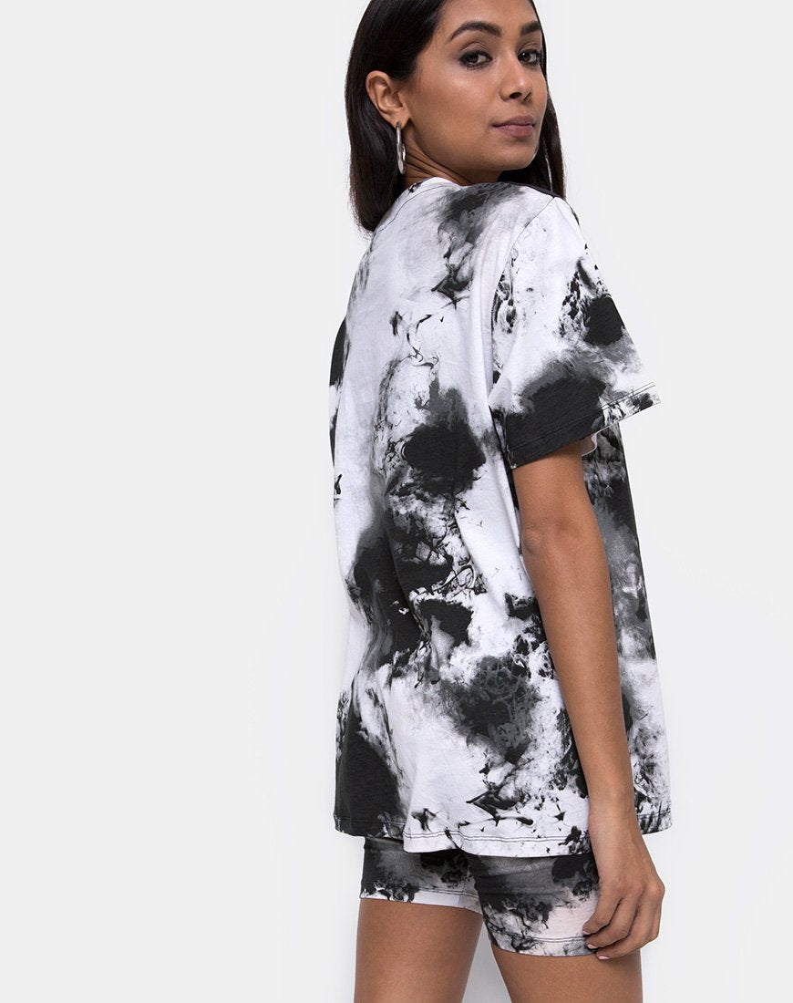 T-shirt oversize basic in mono tie dye bianco e nero