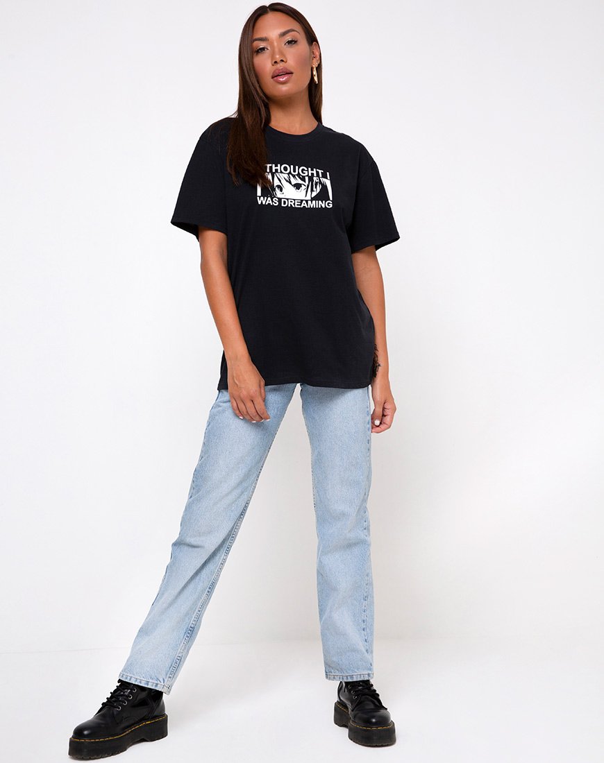 Immagine della t-shirt oversize Basic in I thought I was dreaming Black by Motel