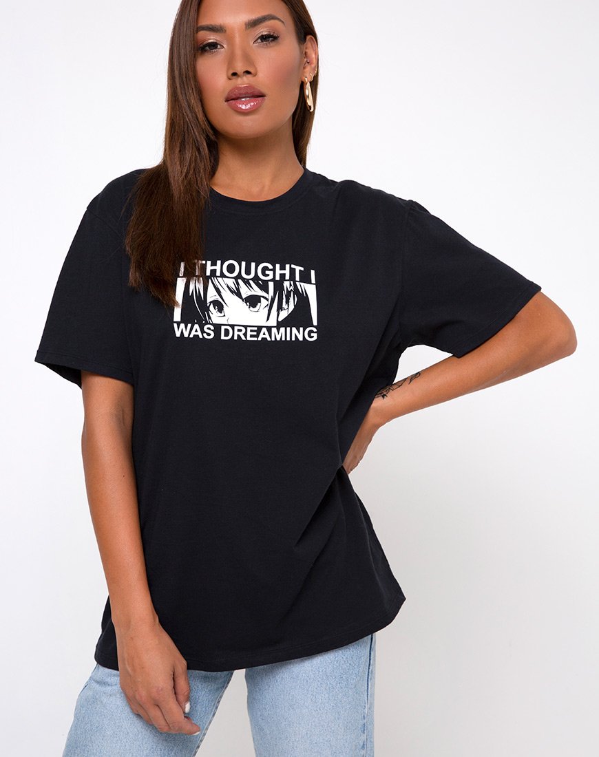 Immagine della t-shirt oversize Basic in I thought I was dreaming Black by Motel