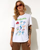 Immagine della t-shirt oversize Basic in bianco Champignons