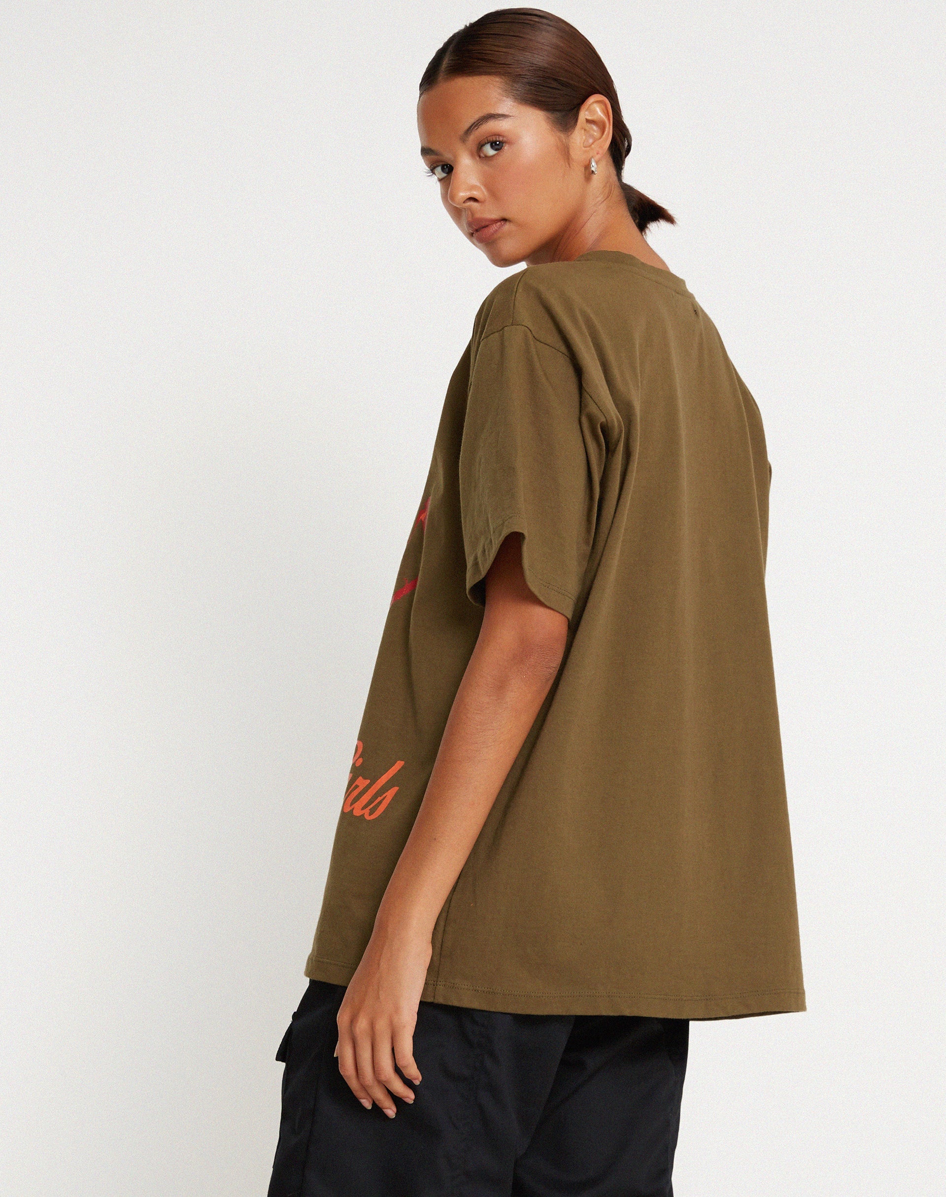 immagine di Maglietta oversize basic in kaki Ragazze Ragazze Ragazze