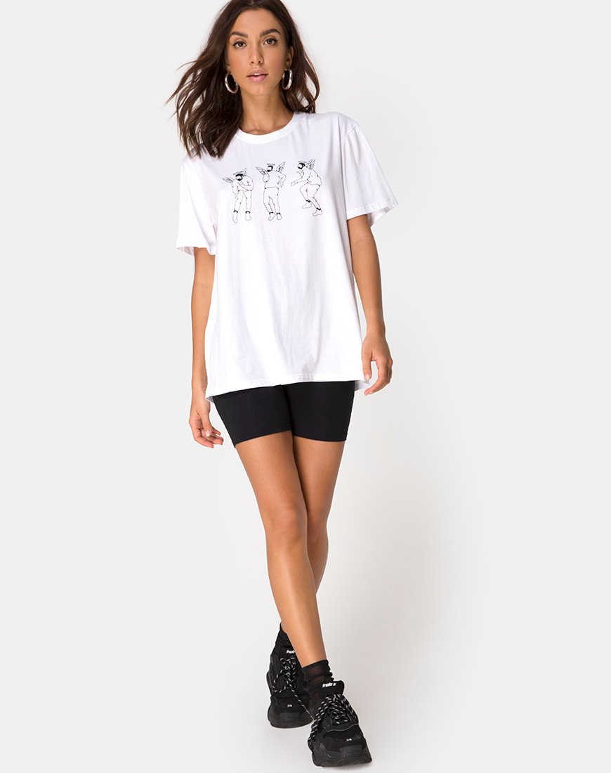 Immagine della t-shirt oversize Basic in bianco con Dancing Drake