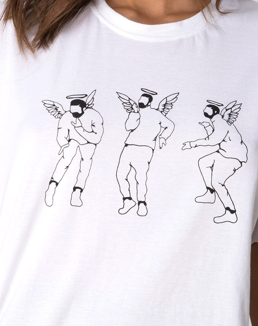 Immagine della t-shirt oversize Basic in bianco con Dancing Drake
