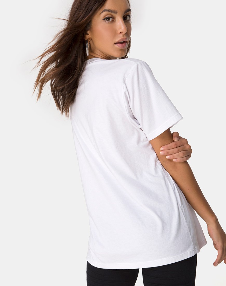 Tee oversize basic in bianco con Dancing Drake